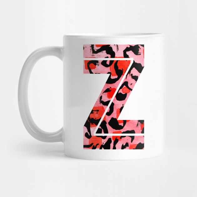 Letter Z Watercolour Leopard Print Alphabet Red by Squeeb Creative